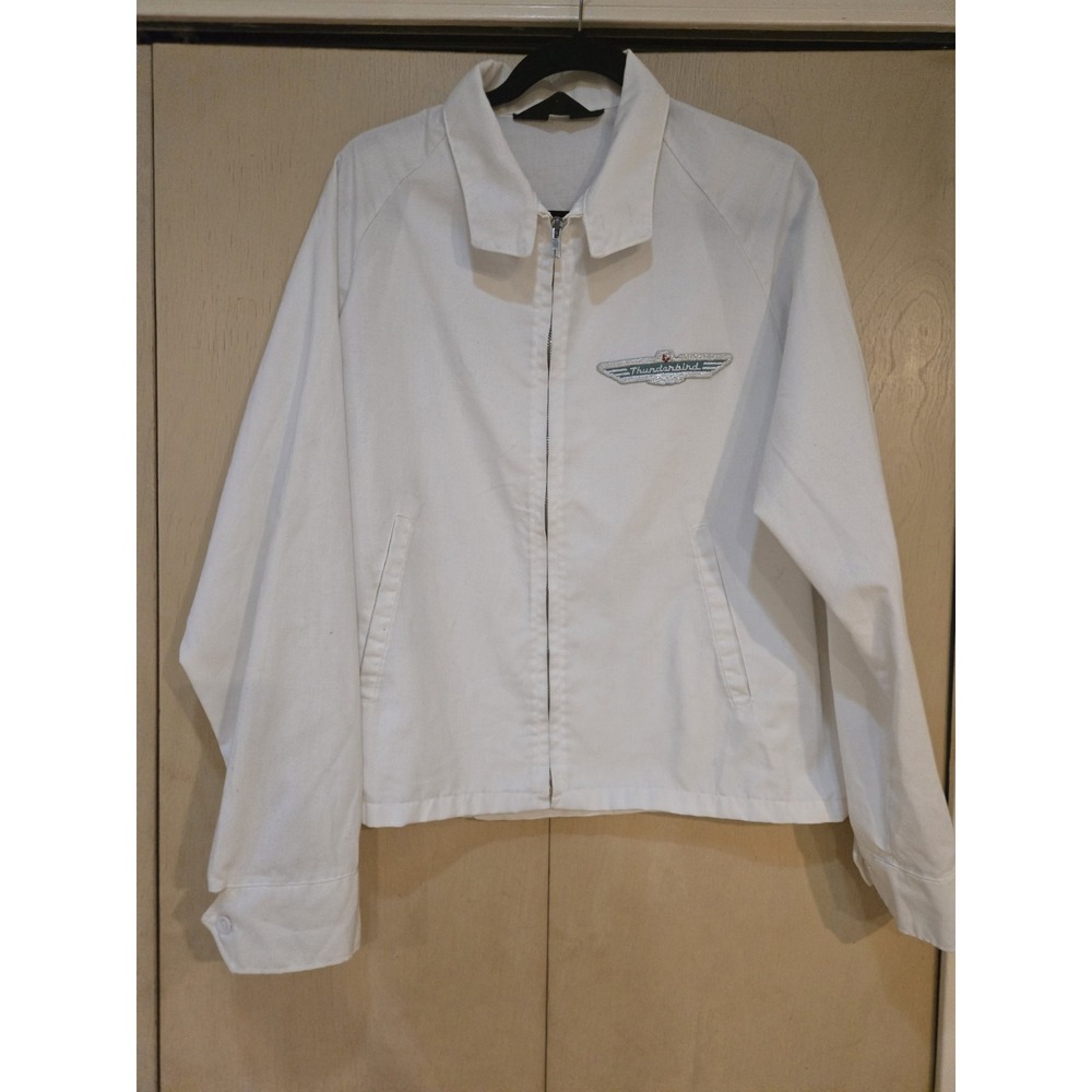 Vintage 80s Ford Thunderbird K Brand Mechanic Jacket USA Made Men's Large White